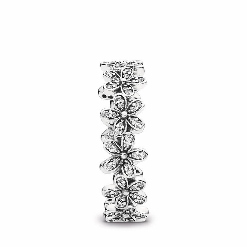 Pandora Daisy Flower Stackable Ring Ireland - Sterling Silver/Cubic Zirconia - 397104UME